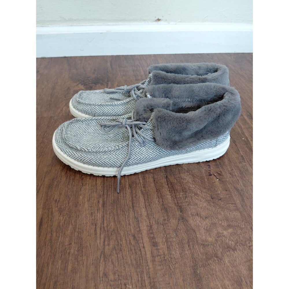 Hey Dude Women's Britt Herringbone Grey Shoes Size 10 Loafers Shoes